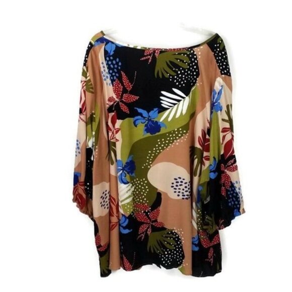 Bloomchic V-Neck Half Balloon Sleeve Blouse Womens Multicolor Floral 30/6X - Picture 3 of 13